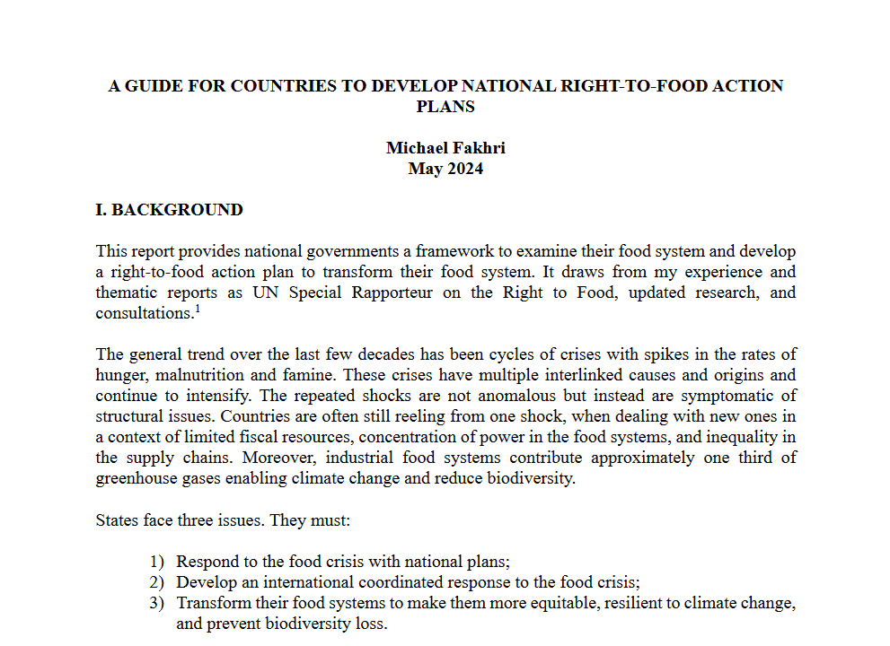 Right to Food Action Plan